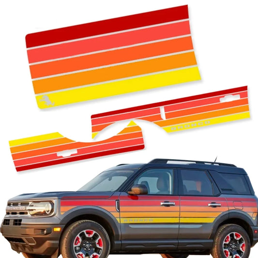 Retro Sunset Stripe Decal Kit for Ford Bronco Sport | Hood & Waist Line Vinyl Graphics - 200000182:193#A-  DRIVEN - 1