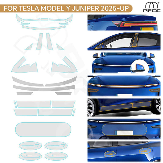 Precut PPF for Tesla Model Y Juniper (2025–2026) | TPU Headlight, Mirror, Pillar & Bumper Protection - 200000182:496#Right-hand Drive;355:203282823#With Tools;5:200000990#Transparent Film-  DRIVEN - 1