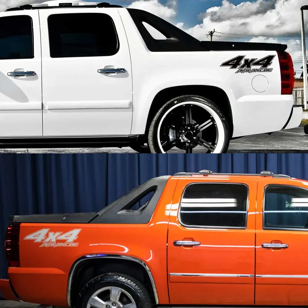 4x4 Rear Bed Side Decal for Chevrolet Avalanche | Pickup Truck Vinyl Graphic Sticker - 200000182:350853#Matt Silver-200000182:350850#Matt Gold-200000182:200004890#Matt Black-200000182:200006152#Colorful Laser-200000182:771#Carbon Fiber-  DRIVEN - 4