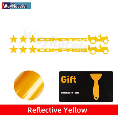 Jeep Compass Willy Edition Star Decal Kit – Reflective Vinyl | Hood, Trunk & Door Pillar (2 Pcs) - 200000182:200013901#Yellow-  DRIVEN - 11