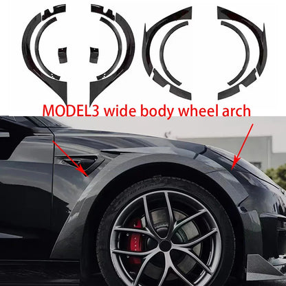 Wide Body Kit for Tesla Model 3 (2019+) | ABS Carbon Fiber Splash Guard, Mudguard & Fender Extensions - 14:193#ABS Carbon Look-14:200004890#ABS black-  DRIVEN - 1