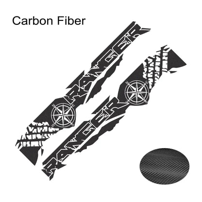Tire Print & Compass Adventure Tail Decal for Ford Ranger Raptor Pickup | Off-Road Vinyl Graphics - 200000182:350850#Matt Gold-200000182:350686#Colorful Laser-200000182:350853#Matt Silver-200000182:350852#Glossy Orange-200000182:29#Glossy White-  DRIVEN - 15