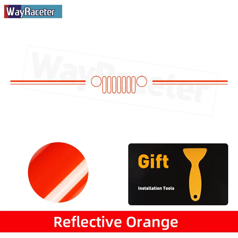 Jeep Wrangler & Gladiator Reflective Grill & Windshield Decal – Vinyl Window Graphic | JK JL, Gladiator, Renegade - 200000182:350853#B green-200000182:200211869#B orange-200000182:496#B white-200000182:350686#B red-200000182:1052#B blue-  DRIVEN - 16