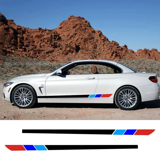 Side Stripe Decal DIY for BMW E46 / E60 / E90 / F30 / F10 | 2-Piece 78.7"x5.1" Vinyl - 200000182:193#Black-  DRIVEN - 1