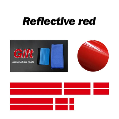 Front-to-Rear Racing Stripe Body Decal Kit | Hood, Roof, Trunk & Bonnet Vinyl Graphics - 200000182:366#Reflective Yellow-200000182:173#Reflective Blue-200000182:29#Gloss White-200000182:10#Gloss Red-200000182:200004890#Matte Black-  DRIVEN - 12