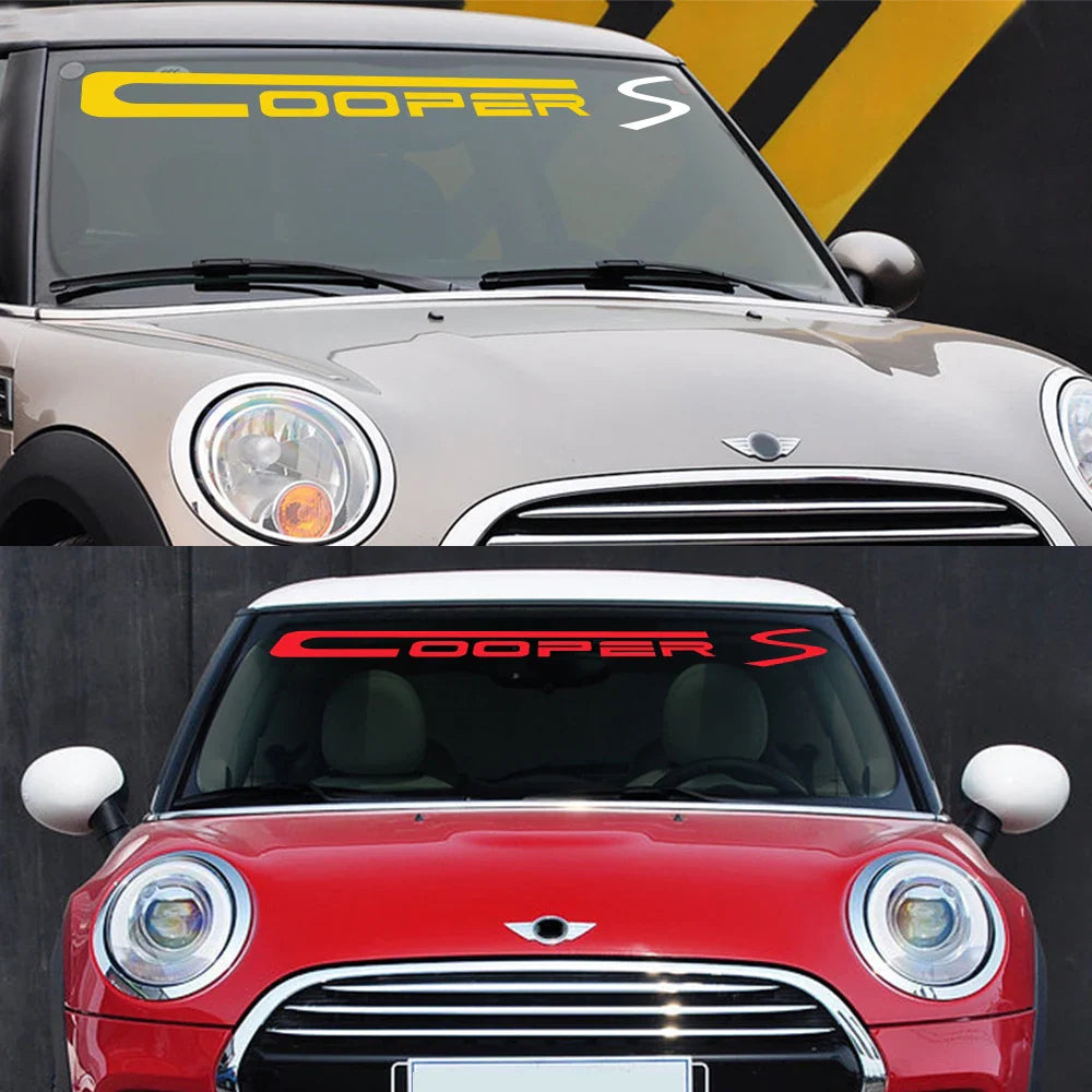 Windshield Sticker for Mini Cooper S / JCW (R50, R53, R55, R56, R60, R61, F55, F56, F60) | Vinyl Windscreen Decal - 200000182:350852#Orange-200000182:366#Yellow-200000182:173#Blue-200000182:350850#Matte Gold-200000182:29#White-  DRIVEN - 4