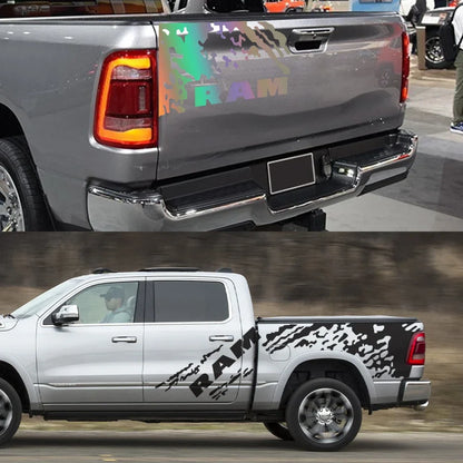 Splash Grunge Body Side Decal for Dodge RAM 1500 Rebel / RTX | 3-Piece Matte Vinyl Kit - 200000182:771#Carbon Fiber-200000182:691#Matt Black-200000182:496#Colorful Laser-200000182:366#Matt Silver-200000182:10#Glossy Red-  DRIVEN - 4