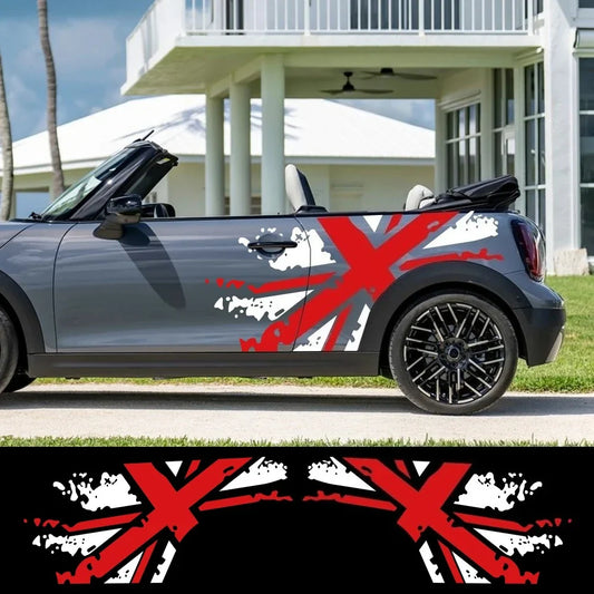 Union Jack Door Side Stripe Decal | 2-Piece British Flag Auto Body Vinyl Sticker - 200000182:366#Black Gold-  DRIVEN - 2