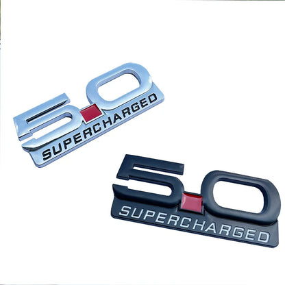 3D Metal 5.0 Supercharged Fender & Trunk Badge | Ford Mustang Styling Emblem - 200000182:29#Silver-200000182:193#Black-  DRIVEN - 5
