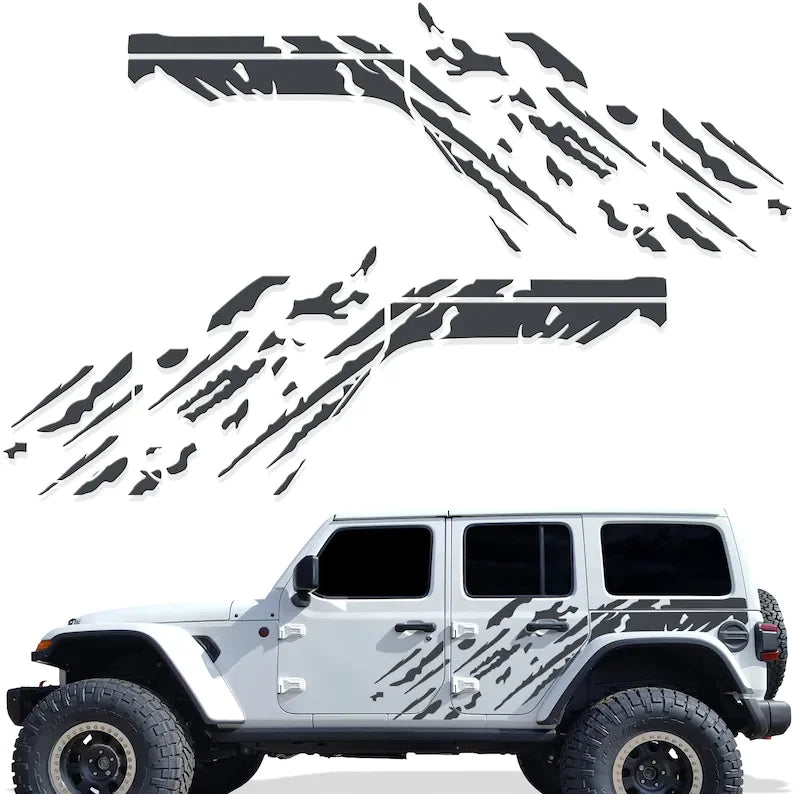 Jeep Wrangler JL 4-Door "Splash" Side Graphics Kit – 3M Vinyl Decal Wrap | 2018–2021 | Both Sides | 5 Colors - 200000182:173;5:100014064#both sides-200000182:193;5:100014064#both sides-200000182:350852;5:100014064#both sides-200000182:94;5:100014064#both sides-200000182:350686#rose red;5:100014064#both sides-  DRIVEN - 3