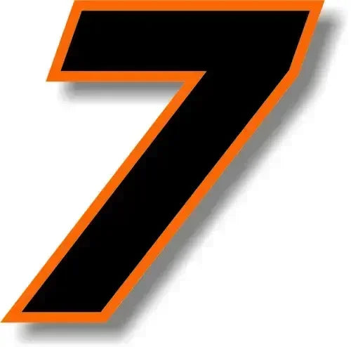 Custom Race Number Vinyl Sticker – Square Font, Black & Orange Border | 5 Sizes, Digits 0–9 - 200000182:173#8;5:361385#10CM-200000182:173#8;5:200000990#5CM-200000182:350686#0;5:100014065#25CM-200000182:350686#0;5:100014064#20CM-200000182:350686#0;5:361386#15CM-  DRIVEN - 6