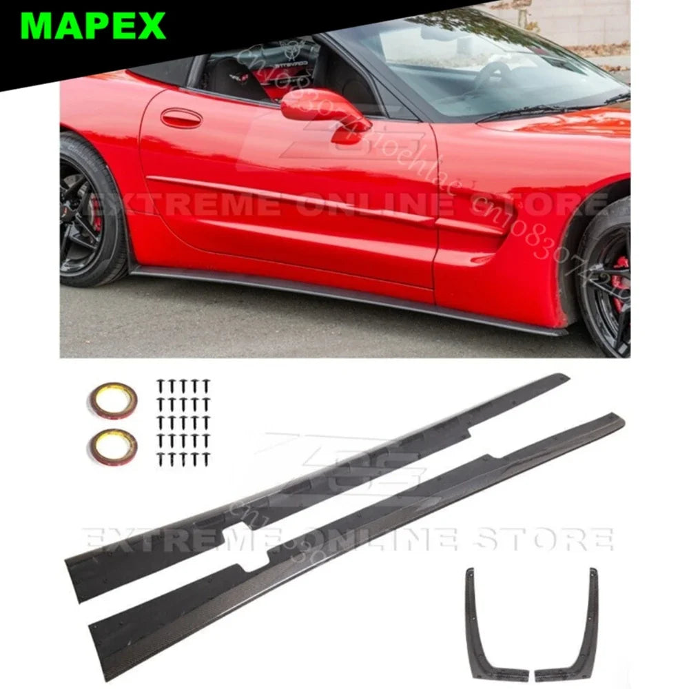 ZR1-Style Carbon Fiber Side Skirts Rocker Panel for Corvette C5 (1997–2004) | Adhesive/Screw-On Pair