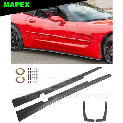 ZR1-Style Carbon Fiber Side Skirts Rocker Panel for Corvette C5 (1997–2004) | Adhesive/Screw-On Pair
