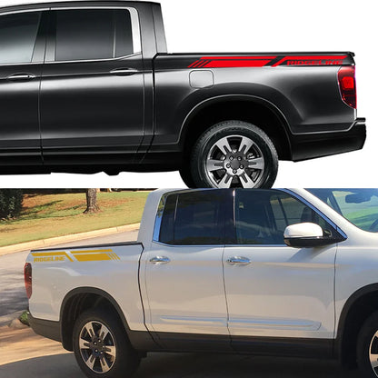 4x4 Trunk Side Stripe Decal for Honda Ridgeline | Vinyl Truck Graphics - 200000182:350852#Glossy Orange-200000182:366#Glossy Yellow-200000182:691#Glossy Gray-200000182:10#Glossy Red-200000182:496#Matt Silver-  DRIVEN - 4