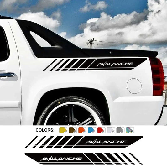 Rear Trunk Side Decal for Chevrolet Avalanche | Vinyl Truck Graphics 2-Pack - 200000182:29#Glossy White-  DRIVEN - 1