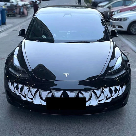 Shark Teeth Front Grille Decal for Tesla Model 3 & Model Y | Venom-Style Vinyl Graphics - 355:203282808#for model Y-  DRIVEN - 2
