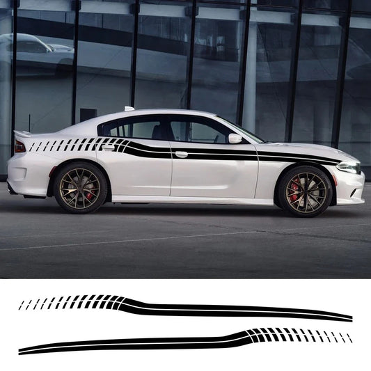 Sport Stripe Waistline Decal for Dodge Charger | Vinyl Film Styling Body Sticker - 200000182:350852#Glossy Orange-  DRIVEN - 1
