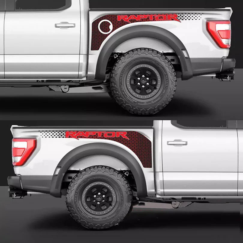 Tracery Splash Hood, Bedside & Letter Stripe Decal for Ford F-150 Raptor (2021–2023) | Vinyl Graphics Kit - 200000182:496#for red car-200000182:173#for black car-200000182:193#hood sticker-200000182:175#for blue car-200000182:10#for white car-  DRIVEN - 8