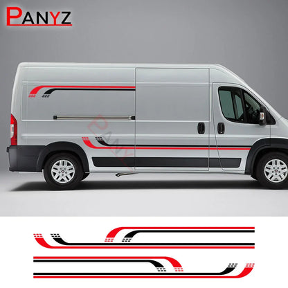 Camper Van Door & Waistline Graphic Decal for Fiat Ducato / Peugeot Boxer / Citroen Relay | 4-Piece Vinyl Kit - 200000182:193#Glossy Black-200000182:29#Glossy White-200000182:691#Glossy Gray-200000182:10#Glossy Red-200000182:175#Black Gray-  DRIVEN - 1