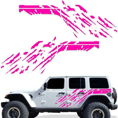 Jeep Wrangler JL 4-Door "Splash" Side Graphics Kit – 3M Vinyl Decal Wrap | 2018–2021 | Both Sides | 5 Colors - 200000182:173;5:100014064#both sides-200000182:193;5:100014064#both sides-200000182:350852;5:100014064#both sides-200000182:94;5:100014064#both sides-200000182:350686#rose red;5:100014064#both sides-  DRIVEN - 9