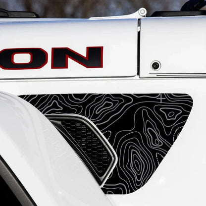 Jeep Wrangler JL / JLU & Gladiator JT Topographic Fender Vent Decal – PVC Vinyl Sticker (2018–2026) - 200000182:691#grey;5:200000990#15.3x9.2in-200000182:10#red;5:200000990#15.3x9.2in-200000182:29#white;5:200000990#15.3x9.2in-200000182:175#green;5:200000990#15.3x9.2in-200000182:173#blue;5:200000990#15.3x9.2in-  DRIVEN - 2