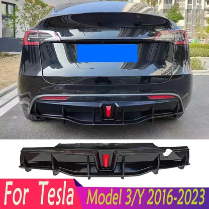 Glossy Black ABS Rear Bumper Diffuser Body Kit for Tesla Model 3 / Model Y (2016–2023) - 14:200001951#Model Y Carbon Look-14:200002130#Model Y Glossy Black-14:200003699#Model Y Matte Black-14:200004891#Model 3 Carbon Look-14:200004890#Model 3 Glossy Black-  DRIVEN - 1