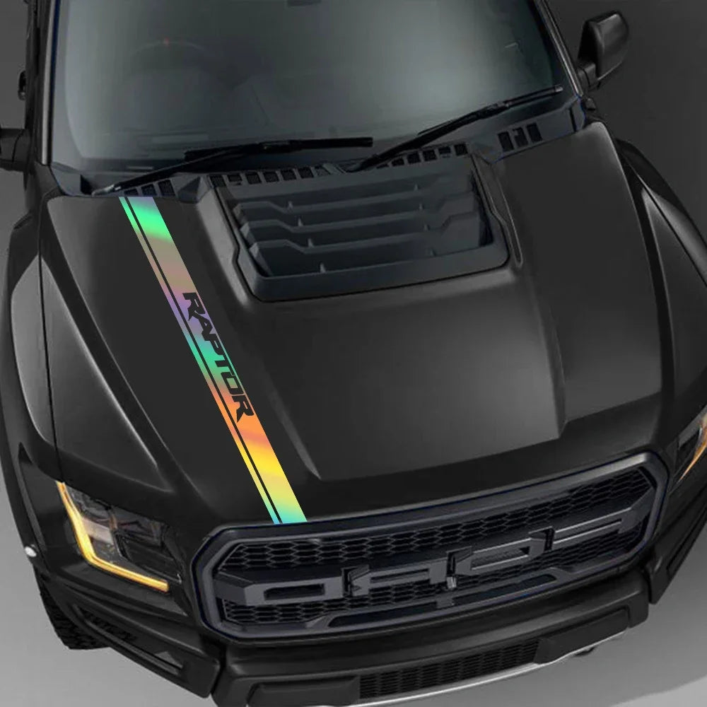Hood Stripe Style Decal for Ford F-150 / Ranger Raptor | Vinyl Truck Sticker - 200000182:691#Model C;355:203282818#Glossy Orange-200000182:691#Model C;355:203282826#Glossy Red-200000182:691#Model C;355:203282825#Glossy Gray-200000182:691#Model C;355:203282824#Glossy White-200000182:691#Model C;355:203282822#Matt Silver-  DRIVEN - 4