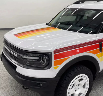 Retro Sunset Stripe Decal Kit for Ford Bronco Sport | Hood & Waist Line Vinyl Graphics - 200000182:193#A-200000182:691#C-200000182:29#B-  DRIVEN - 7