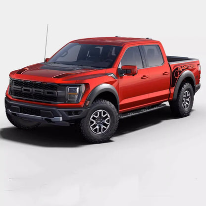 Tracery Splash Hood, Bedside & Letter Stripe Decal for Ford F-150 Raptor (2021–2023) | Vinyl Graphics Kit - 200000182:496#for red car-200000182:173#for black car-200000182:193#hood sticker-200000182:175#for blue car-200000182:10#for white car-  DRIVEN - 3