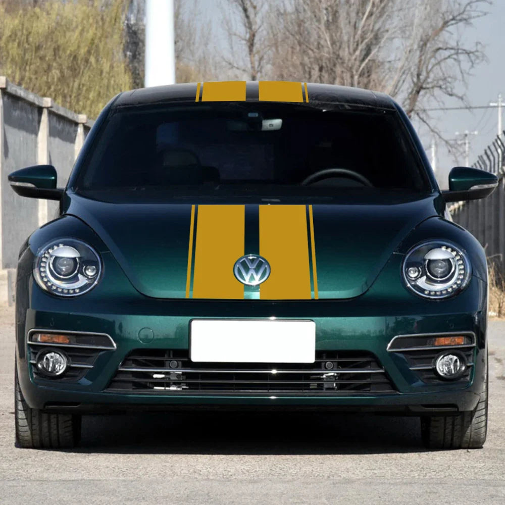 Hood, Roof & Trunk Racing Stripe Kit | Full-Length Vinyl Decal for Cars & Trucks - 200000182:350686#Glossy Black-200000182:350850#Glossy White-200000182:10#Glossy Orange-200000182:29#Glossy Yellow-200000182:350852#Glossy Gray-  DRIVEN - 2