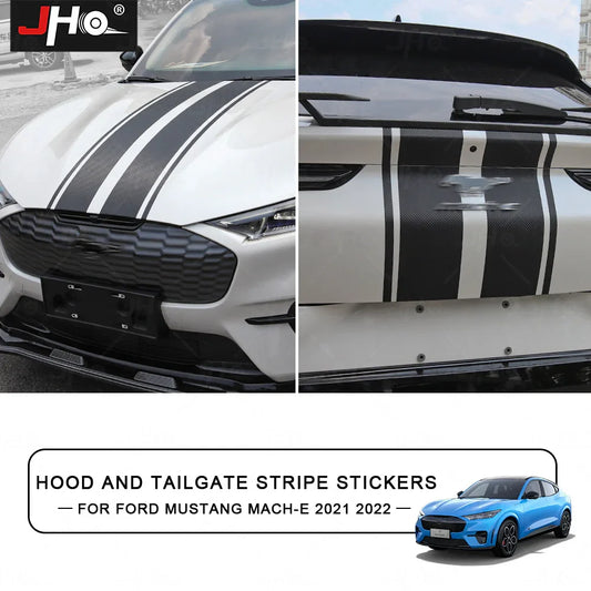 Ford Mustang Mach-E Hood & Body Stripe Decal Kit – 3D Carbon Fiber Vinyl (2021–2023) - 200000182:193#Stripe Sticker Kit-  DRIVEN - 1