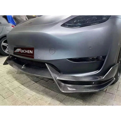 Real Carbon Fiber Front Bumper Lip & Diffuser Spoiler for Tesla Model Y | Diverter Body Kit - 14:200004889#FRP Matte Black-14:200004890#Carbon fiber-14:200004891#Forged Carbon-  DRIVEN - 4
