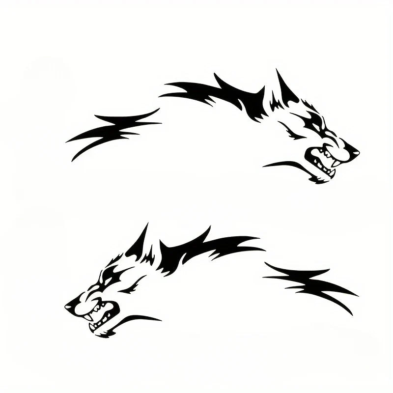 Wolf Side Body Decal | 2-Piece Waterproof Self-Adhesive Vinyl Animal Sticker - 200000182:193#2pcs Black;5:100014064#100x40CM(each)-200000182:29#2pcs White;5:100014064#100x40CM(each)-200000182:10#2pcs Red;5:100014064#100x40CM(each)-  DRIVEN - 7