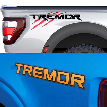 Off-Road Mountain Scratch Bedside Decal for Ford F-150 Tremor / Ranger / F-250 / F-350 | Orange Vinyl Pair - 200000182:193#A-200000182:29#B-200000182:691#c-200000182:350686#d-200000182:496#e-  DRIVEN - 1