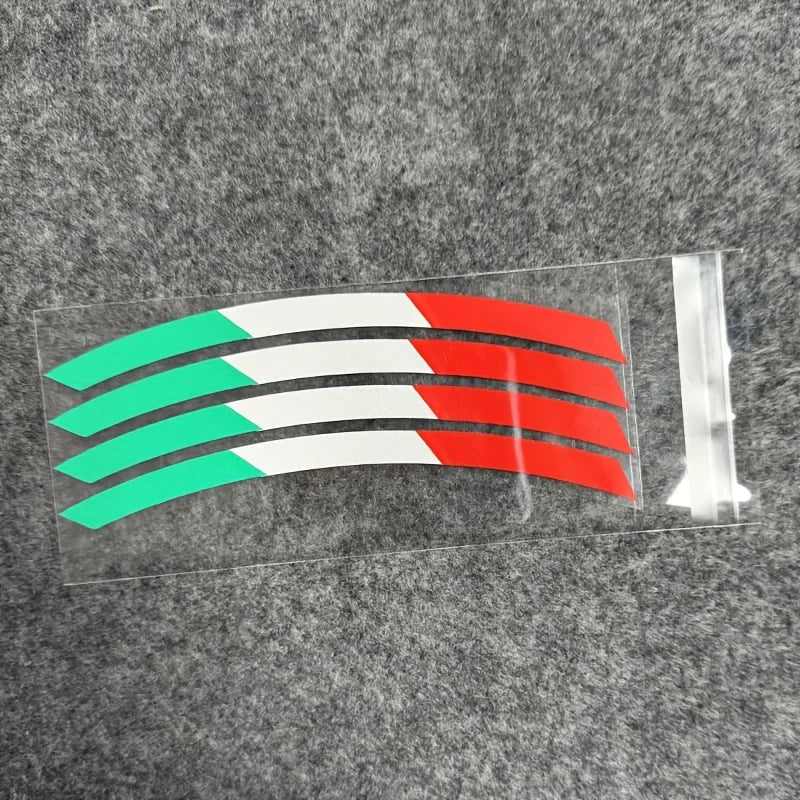 Green White Red Italian Flag Stripe Wheel Decal | Waterproof Vinyl Sticker for Cars & Motorcycles - 14:200004889#1SET-  DRIVEN - 4