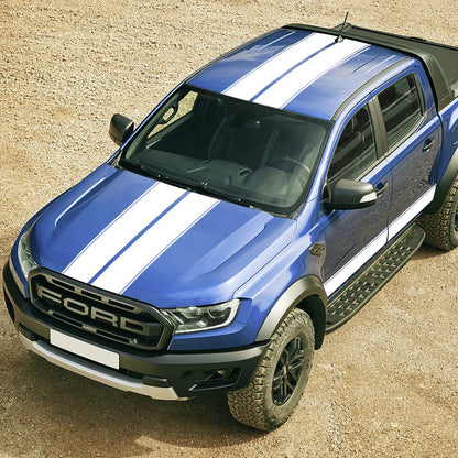 Full Body Stripe Vinyl Decal for Ford Ranger / Raptor (2015–2018) | Hood, Roof, Door & Back Door Graphics - 200000182:200006152#Colorful Laser-200000182:200004890#Carbon Fiber-200000182:691#Matt Silver-200000182:771#Matt Gold-200000182:193#Glossy Blue-  DRIVEN - 1