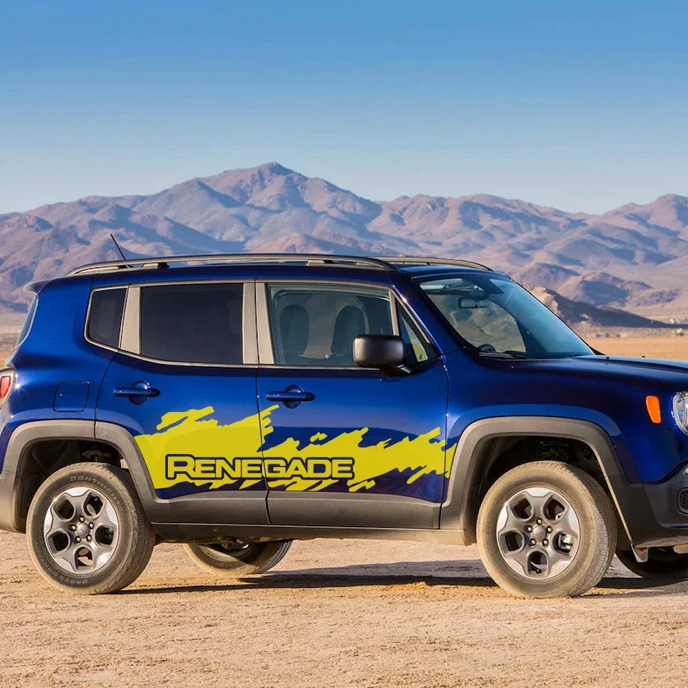 Splash Motor Door Side Skirt Decal for Jeep Renegade / JK | 2-Piece Vinyl Film Graphic - 200000182:193#Glossy Black-200000182:350850#Matt Gold-200000182:350853#Matt Silver-200000182:771#Carbon Fiber-200000182:366#Glossy Yellow-  DRIVEN - 4