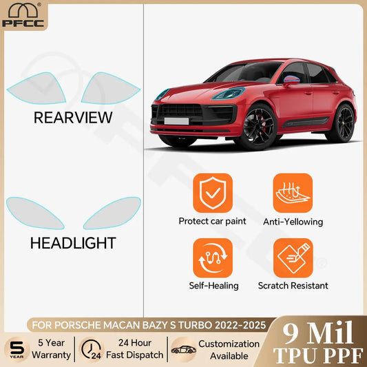 Precut PPF for Porsche Macan Base / S / Turbo (2022–2024) | TPU Headlight & Mirror Protection - 200000182:193#Headlight film;355:203282823#With Tools;5:200000990#Transparent Film-  DRIVEN - 1
