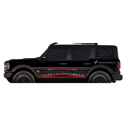 Megalodon Shark Waistline Body Decal | Fierce Shark Vinyl Sticker for Cars & Trucks - 200000182:193#gray red-200000182:29#black red-200000182:350850#white red-  DRIVEN - 3