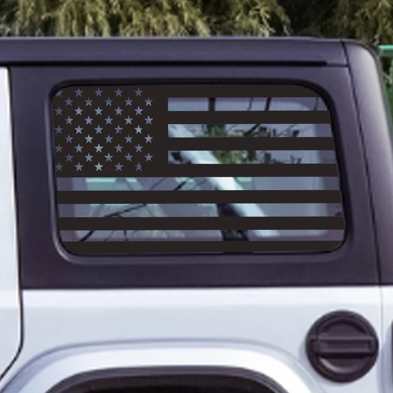 USA Flag Rear Window Decorative Decal for Jeep Wrangler (2021–2024) | Vinyl Cover Sticker - 200000182:201735810#M001A1 BLACK-200000182:771#M001A2 Matte black-  DRIVEN - 5