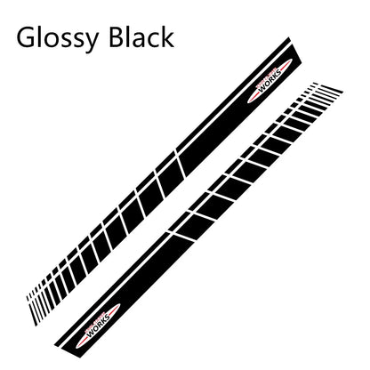 JCW Door Side Skirt Stripe Decal for Mini Cooper | 2-Piece Vinyl Decoration Kit - 200000182:193#Glossy Black-200000182:29#Glossy White-200000182:691#Glossy Gray-200000182:10#Glossy Red-200000182:366#Glossy Yellow-  DRIVEN - 11