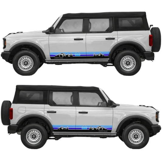 Retro Sunset Mountain Stripe Door Decal for Ford Bronco | Classic Side Vinyl Graphics - 200000182:691#C-  DRIVEN - 1