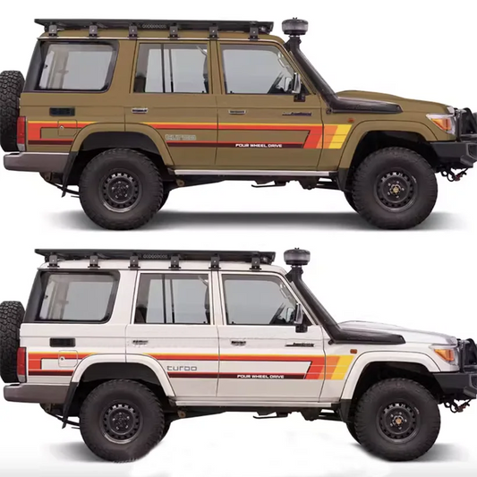Retro Sunset Waistline Stripe Decal for Toyota Land Cruiser LC76 | Off-Road 4WD Vinyl Graphics Pair - 200000182:10#B-  DRIVEN - 1