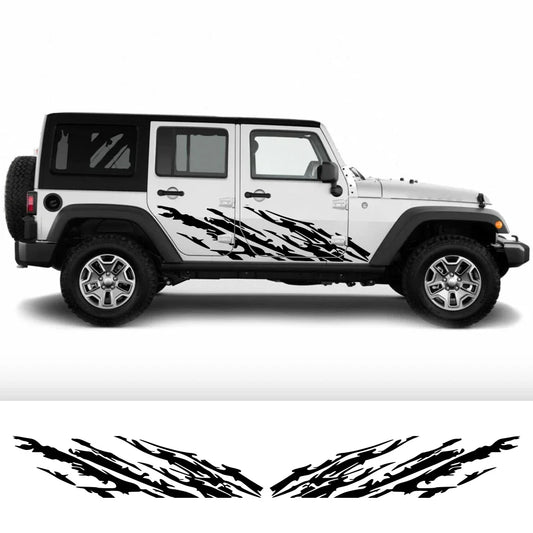 Mud Splash Door Side Decal for Jeep Wrangler JK / JL / TJ / YJ | Full-Coverage Vinyl Kit - 200000182:496#Matt Silver;5:361386#185x46cm-  DRIVEN - 2