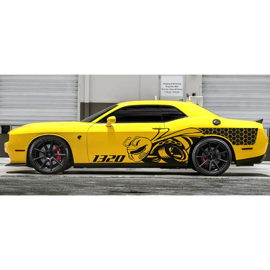 Dodge Challenger 1320 Body Side Vinyl Decal Kit – Door & Waist Line Sport Graphic | 2015–2025 | Black or Custom Color - 200000182:193-  DRIVEN - 1