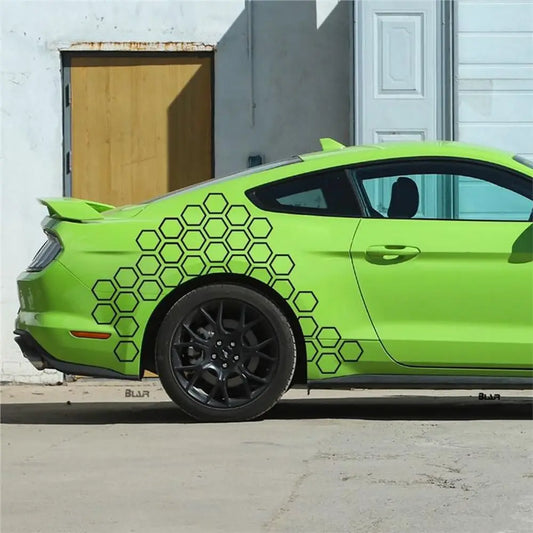 Universal Honeycomb Body Graphic Decal Film | Exterior Vinyl Decor Sticker for Cars & Trucks - 200000182:193#Black-  DRIVEN - 2