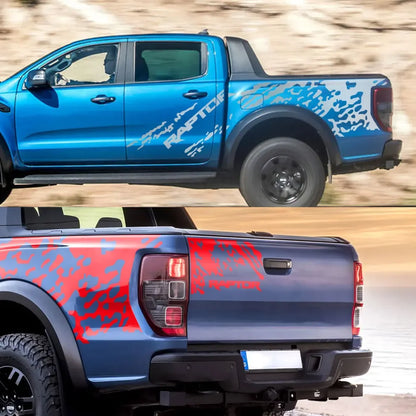 Splash Grunge Body Side Decal for Ford F-150 Raptor / Ranger | 3-Piece Matte Vinyl Kit - 200000182:691#Matt Black-200000182:771#Carbon Fiber-200000182:366#Matt Silver-200000182:496#Colorful Laser-200000182:350853#Glossy Gray-  DRIVEN - 4
