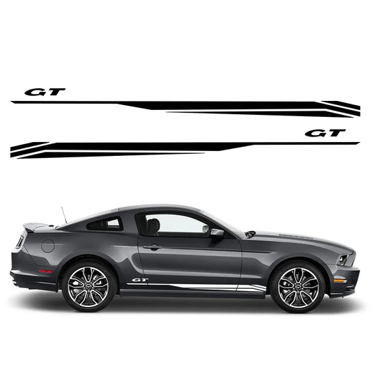 Door Side Graphic Stripe Decal for Ford Mustang GT 350 / 500 / GT4 / GT5 | Color Change Vinyl - 200000182:173#Matt Black-  DRIVEN - 1