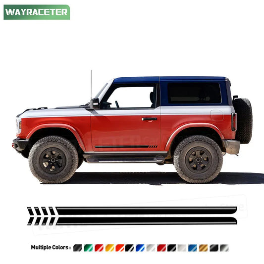 First Edition Door Side Skirt Stripe Decal for Ford Bronco | 2-Piece Vinyl Sticker Kit - 200000182:10#Matte black Gray;5:200000990#For 2-door-  DRIVEN - 1