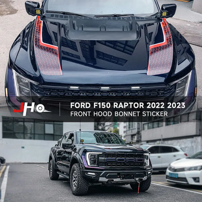 JHO Carbon Grain Front Bonnet & Side Hood Stripe for Ford F-150 Raptor | Engine Vinyl - 200000182:496#Purple Carbon Grain-200000182:193#Black Red Floral-  DRIVEN - 2